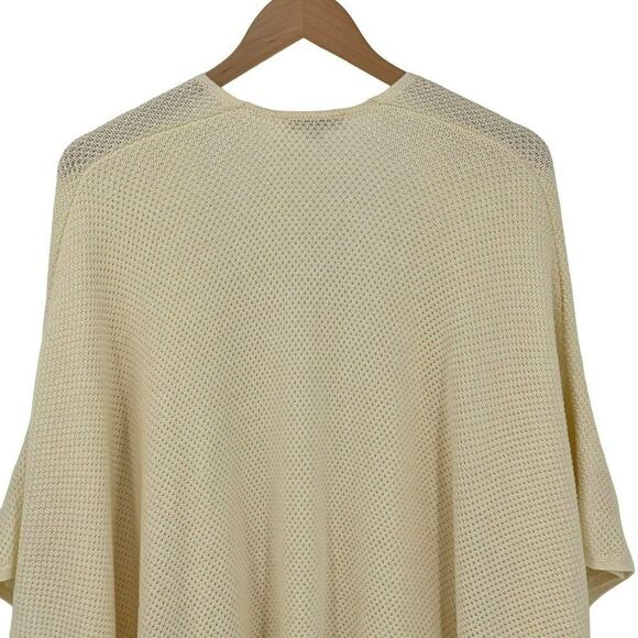 Loft Waffle Knit Open Front Poncho Cardigan Sweater Cream M/L New 533489 - Picture 7 of 11